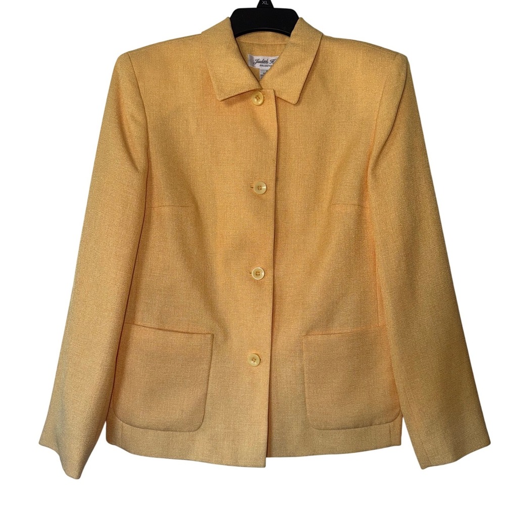 Judith Hart Collection Yellow Textured Blazer Jacket Vintage Size 8 Button Front